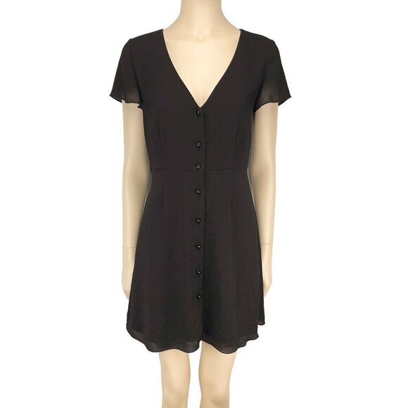 WILFRED ARITZIA Nazaire LBD Button-up Black Minimalist Contemporary Dress 4 - Picture 3 of 10
